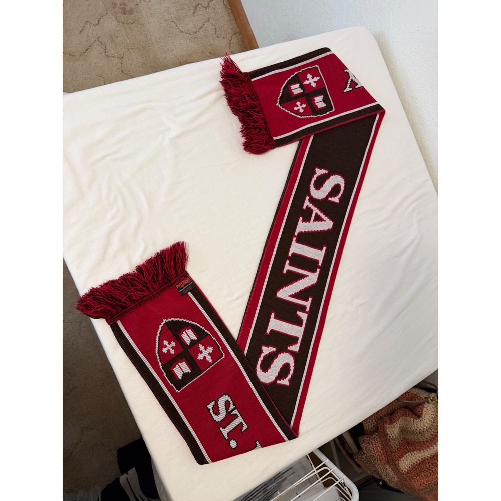 Ruffneck Scarves St Lawrence University Saints Knit Scarf Red Brown Made in UK